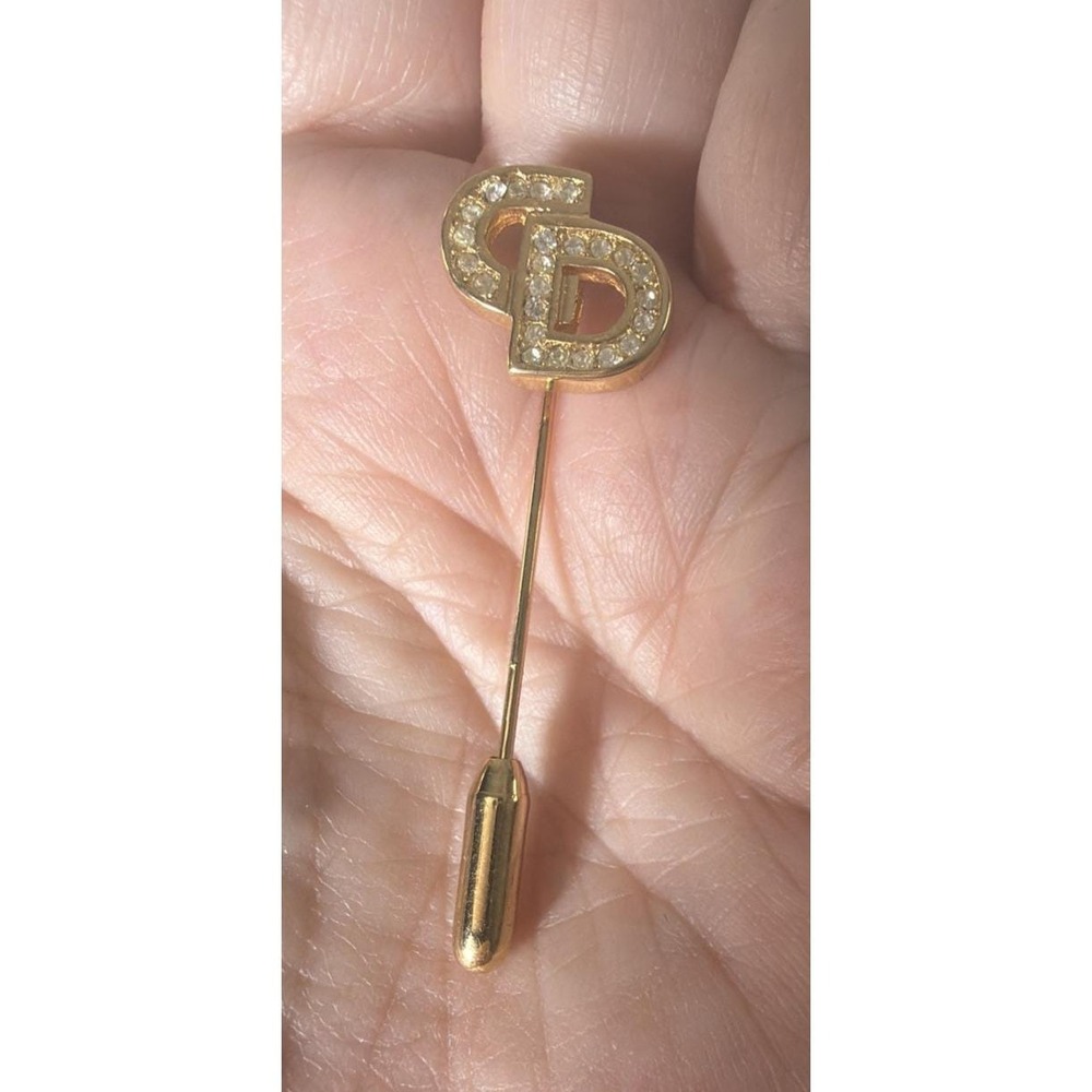 Vintage Christian Dior Stick Pin CD Logo Gold Tone Hat Pin